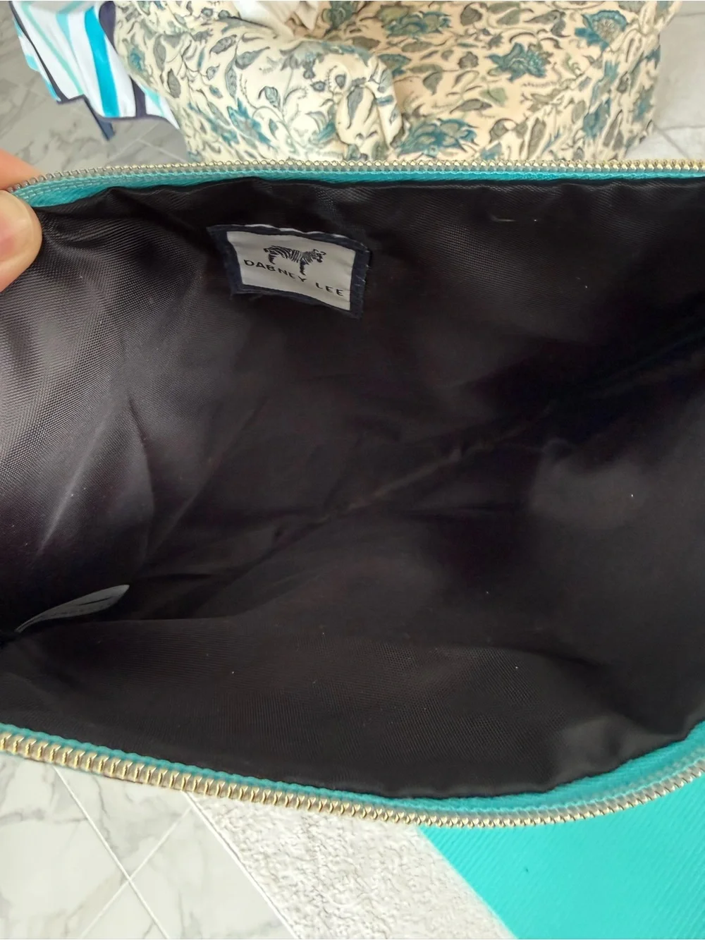 Dabney Lee Large Geometric Zip Pouch, Cosmetic Bag, Travel Organizer